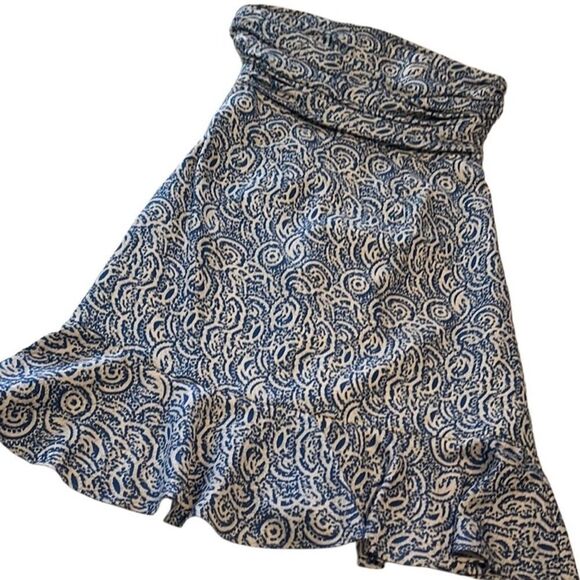 The Limited Blue and White Patterned Strapless Dress Size 4 - Picture 1 of 12